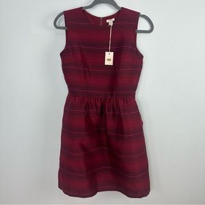 Fossil Burgundy & Black Plaid Eliza Sleeveless Dress Size 0 NWT
